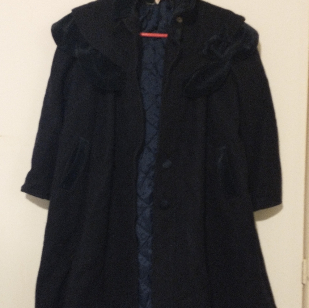 1970'S VINTAGE LITTLE NUGGET CHILD'S WOOL COAT, DARK NAVY BLUE
